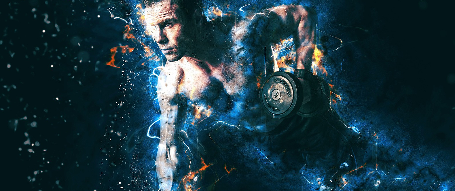 Second slide, guy working out