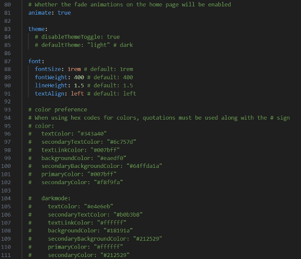 Hugo visual parameters